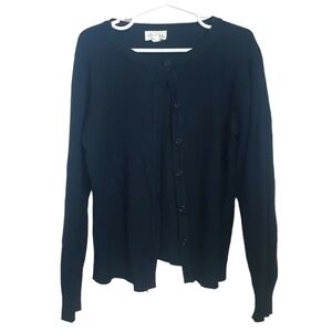 Lapis Girl Flower Button Cardigan Sweater Size 6 Black.